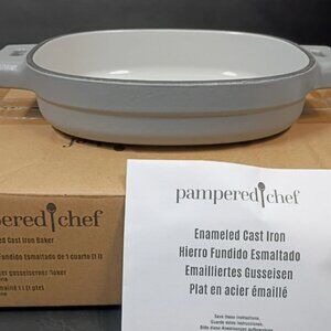 Pampered Chef 1 Qt Quart Enameled Cast Iron Baker 100248 Baking Dish Casserole